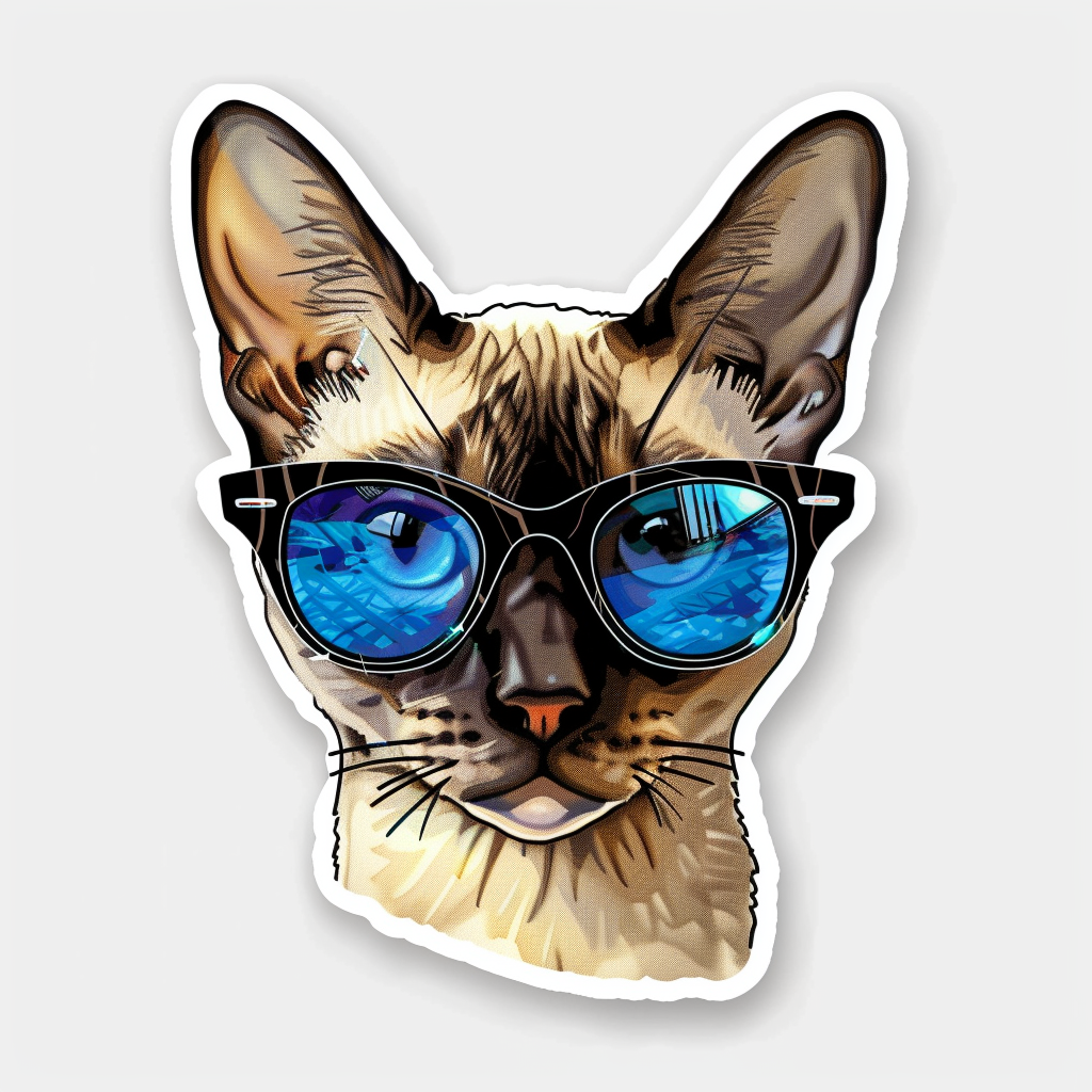 Burmese Cat wearing sunglasses Vinyl Decal Sticker for Car, Laptop, Tumbler and more # F010972