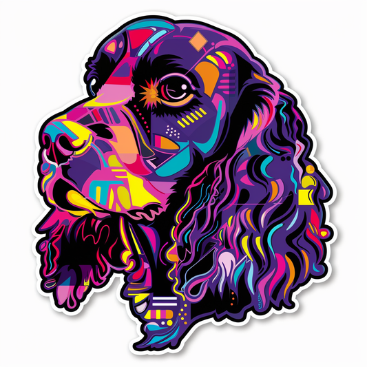 Cocker Spaniel Dog cyber punk Expressive surreal Vinyl Decal Sticker for Car, Laptop, Tumbler and more # F020081-4" x 4"
