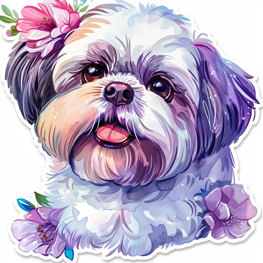 Adorable Shih Tzu Dog Expressive surreal Vinyl Decal Sticker for Car, Laptop, Tumbler and more # F018205
