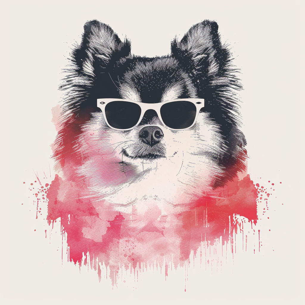 Sticker of a Pomeranian Dog wearing sunglasses majestic Expressive surreal Vinyl Decal Sticker for Car, Laptop, Tumbler and more # F013794