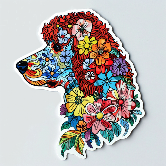 Poodle Dog floral Vinyl Decal Sticker for Car, Laptop, Tumbler and more # F012531