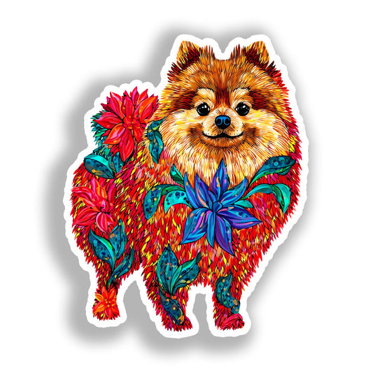 Pomeranian Dog Vinyl Decal Sticker for Car, Laptop, Tumbler and more # A017248-4" x 4"