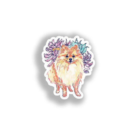 Pomeranian Dog Vinyl Decal Sticker for Car, Laptop, Tumbler and more # A017359-4" x 4"