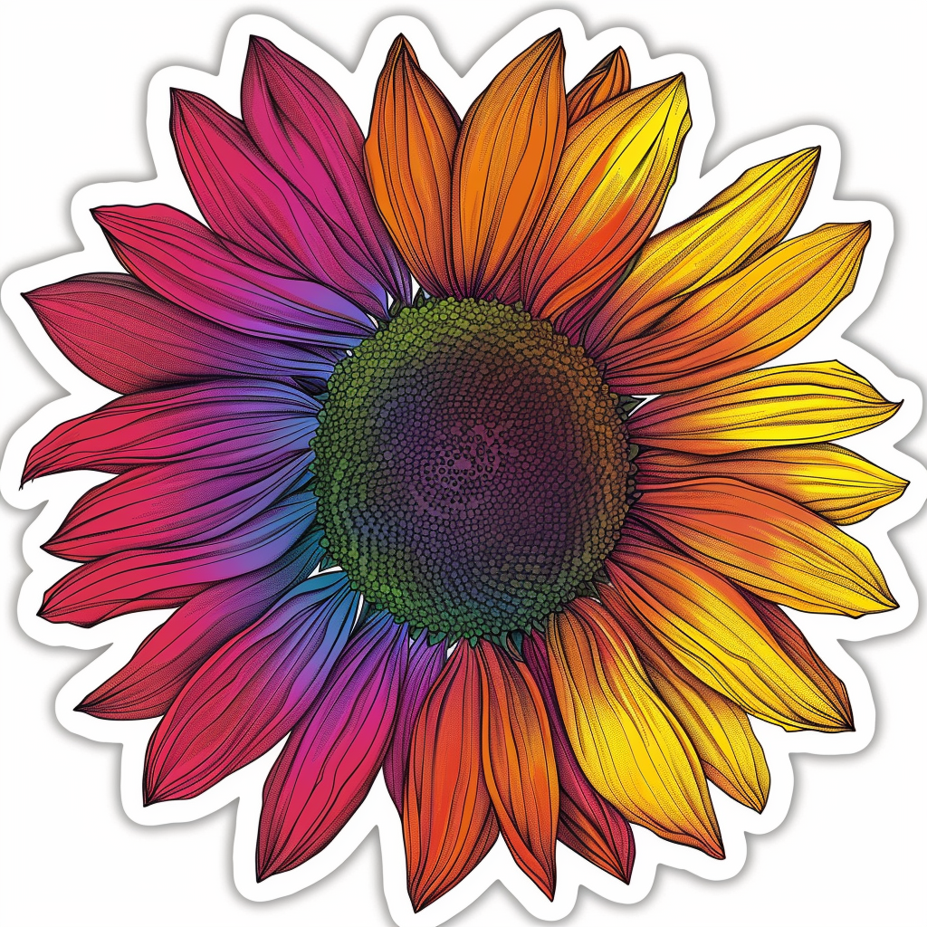 Sunflower flower majestic Expressive surreal Vinyl Decal Sticker for Car, Laptop, Tumbler and more # F022917