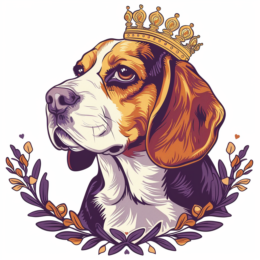 Beagle dog crowned Vinyl Decal Sticker for Car, Laptop, Tumbler and more # F011851