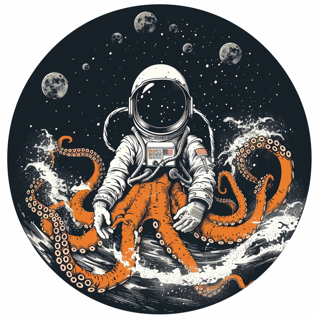 Sticker of an Octopus astronaut majestic Expressive surreal Vinyl Decal Sticker for Car, Laptop, Tumbler and more # F015390