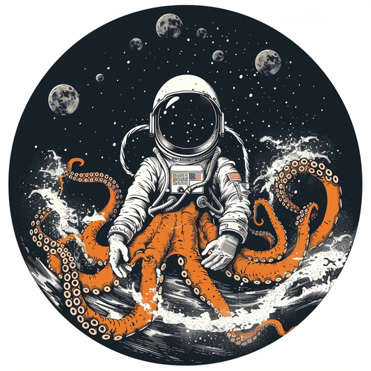 Sticker of an Octopus astronaut majestic Expressive surreal Vinyl Decal Sticker for Car, Laptop, Tumbler and more # F015390