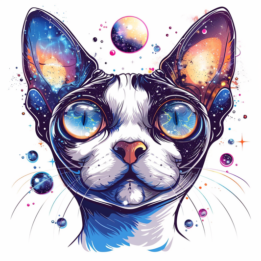 Adorable Cornish Rex Cat Expressive surreal Vinyl Decal Sticker for Car, Laptop, Tumbler and more # F021478-4" x 4"