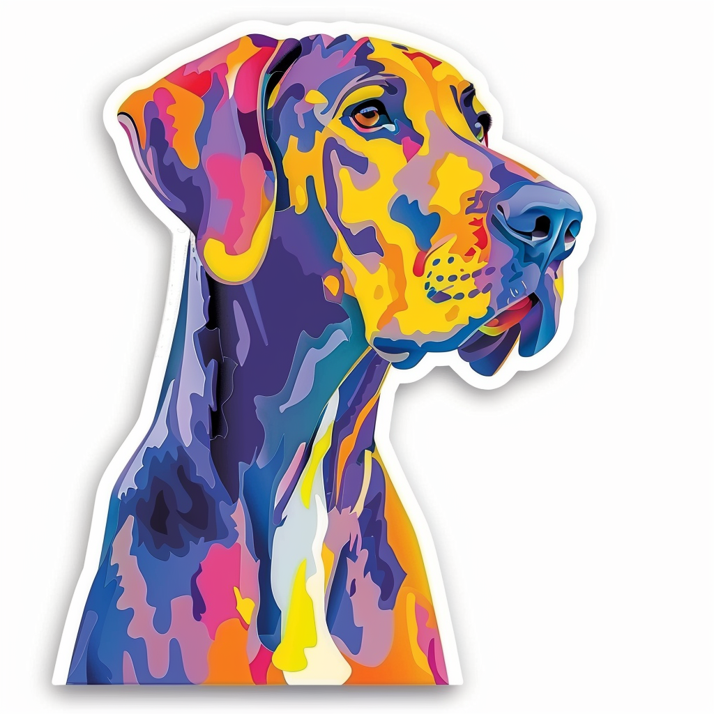 Adorable Great Dane Dog Expressive surreal Vinyl Decal Sticker for Car, Laptop, Tumbler and more # F017889