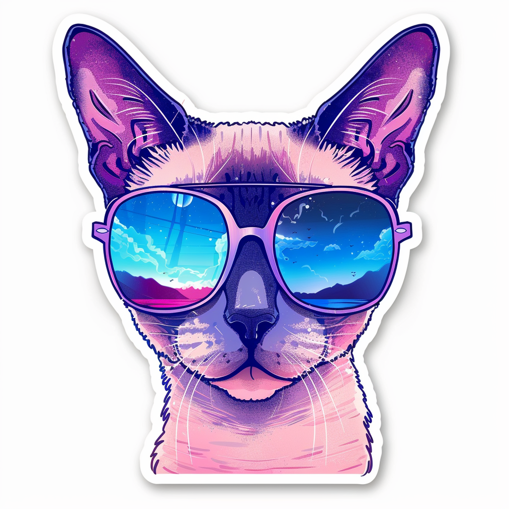 Burmese Cat wearing sunglasses Vinyl Decal Sticker for Car, Laptop, Tumbler and more # F010684
