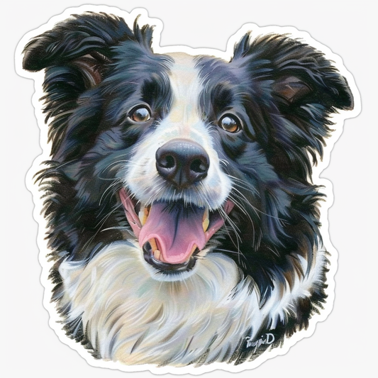 Border Collie Dog majestic Expressive surreal Vinyl Decal Sticker for Car, Laptop, Tumbler and more # F021864-4" x 4"