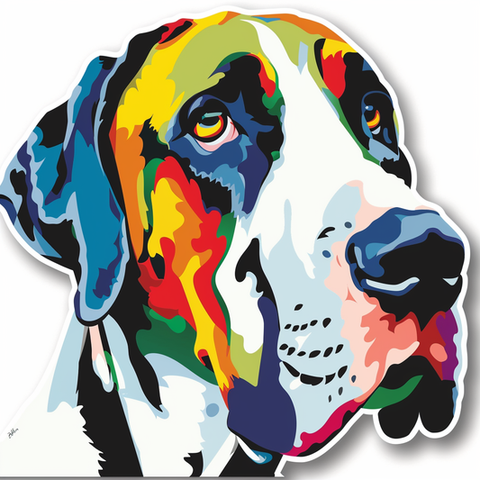 Great Dane Dog Expressive surreal Vinyl Decal Sticker for Car, Laptop, Tumbler and more # F022907