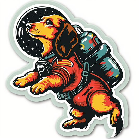 Dachshund Dog astronaut Vinyl Decal Sticker for Car, Laptop, Tumbler and more # F013190