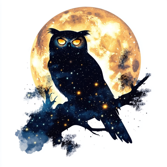 Owl Moon and Stars Vinyl Decal Sticker for Car, Laptop, Tumbler and more # F025721
