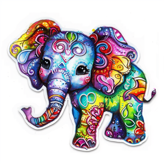 Elephant Expressive surreal Vinyl Decal Sticker for Car, Laptop, Tumbler and more # F022361-4" x 4"