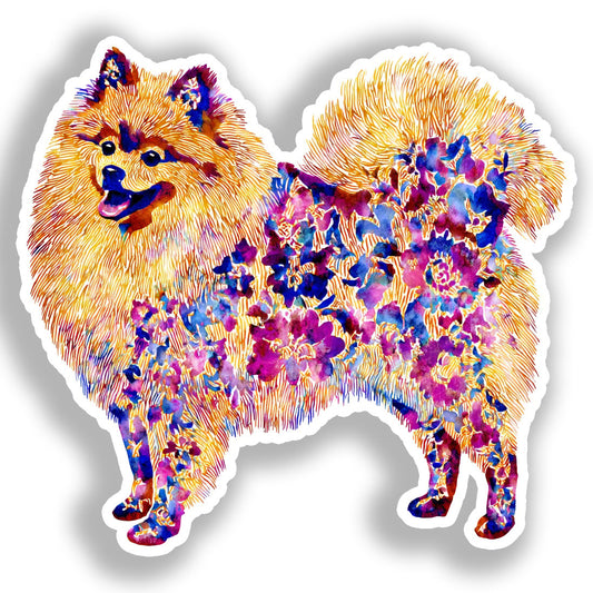 Pomeranian Dog Vinyl Decal Sticker for Car, Laptop, Tumbler and more # A017234-4" x 4"
