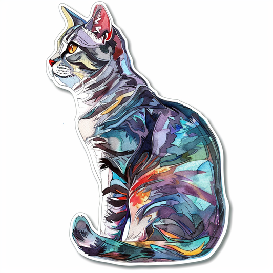 American Shorthair Cat majestic Expressive surreal Vinyl Decal Sticker for Car, Laptop, Tumbler and more # F019874-4" x 4"