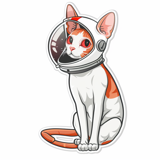 Adorable Cornish Rex Cat Expressive surreal Vinyl Decal Sticker for Car, Laptop, Tumbler and more # F021618-4" x 4"