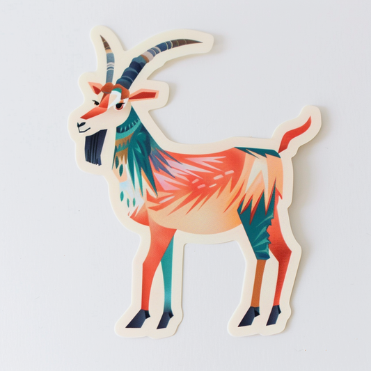 Goat majestic Expressive surreal Vinyl Decal Sticker for Car, Laptop, Tumbler and more # F020478-4" x 4"