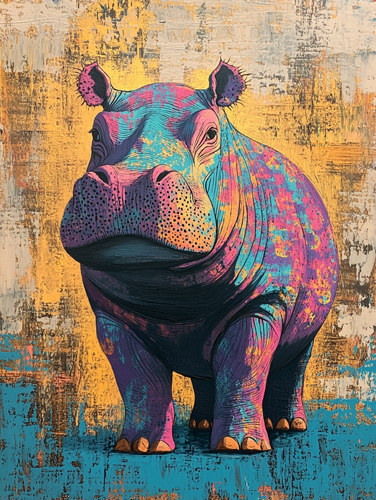 The silhouette of a Hippopotamus with an abstract Expressive surreal Poster # F024833