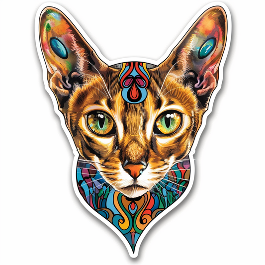 Abyssinian Cat astronaut majestic Expressive surreal Vinyl Decal Sticker for Car, Laptop, Tumbler and more # F021263-4" x 4"