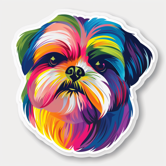 Adorable Shih Tzu Dog Expressive surreal Vinyl Decal Sticker for Car, Laptop, Tumbler and more # F018520