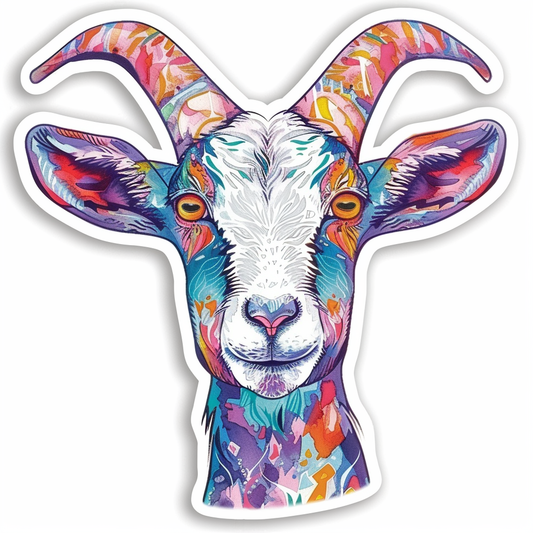 Goat majestic Expressive surreal Vinyl Decal Sticker for Car, Laptop, Tumbler and more # F020627-4" x 4"