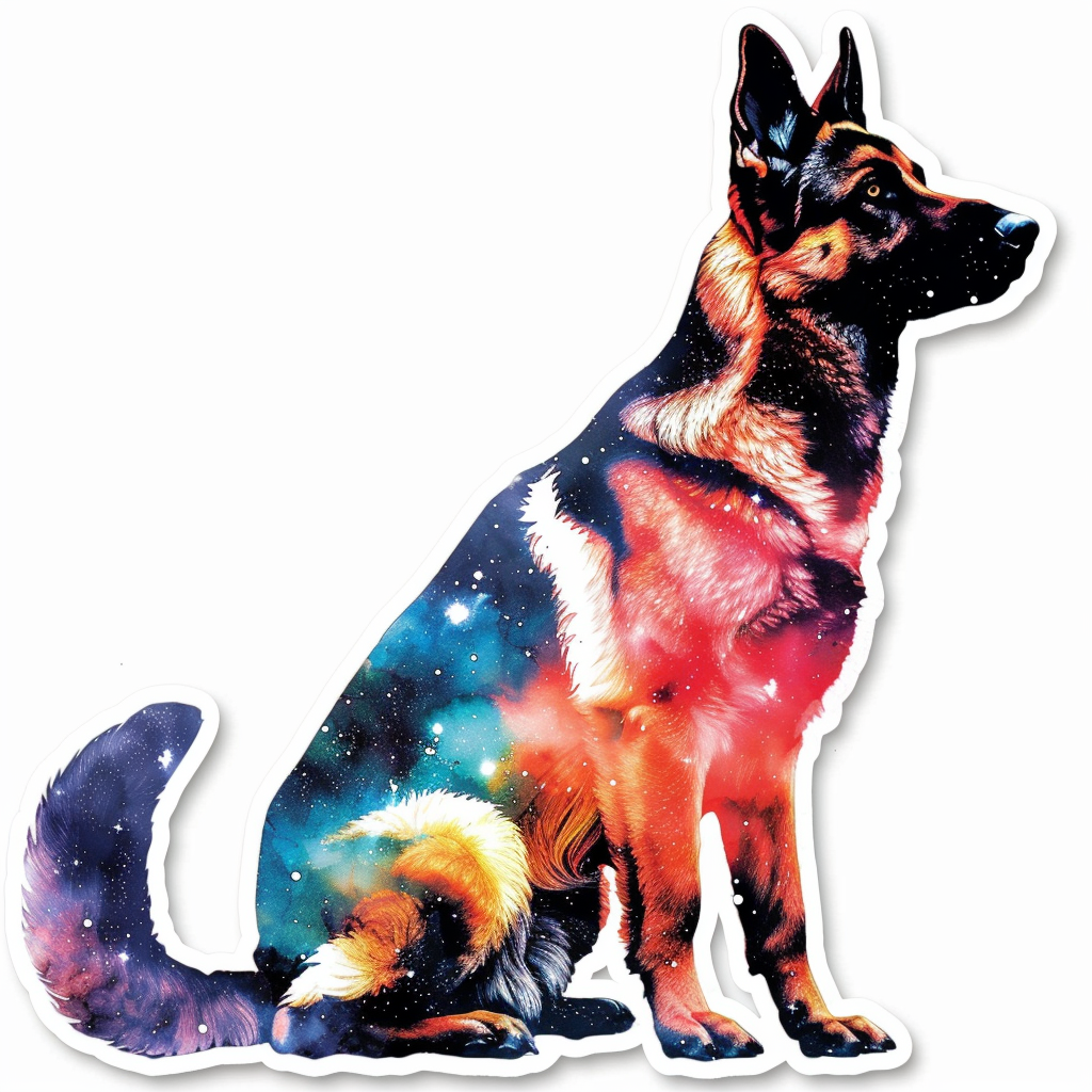 German Shepherd Dog galaxy Vinyl Decal Sticker for Car, Laptop, Tumbler and more # F011293