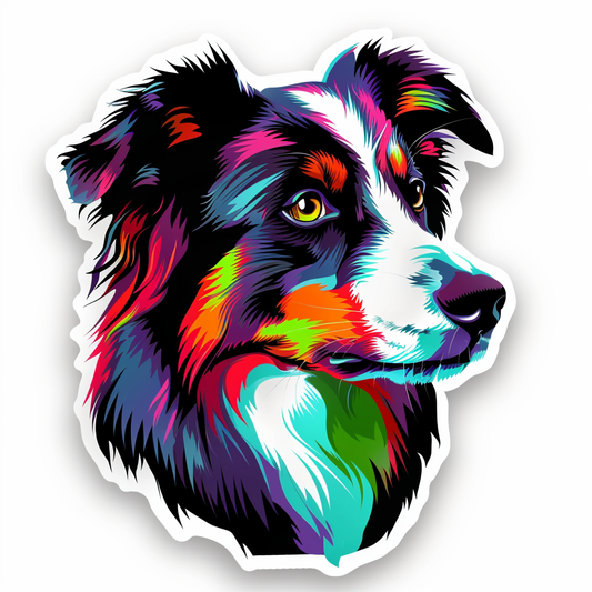 Border Collie Dog majestic Expressive surreal Vinyl Decal Sticker for Car, Laptop, Tumbler and more # F021722-4" x 4"