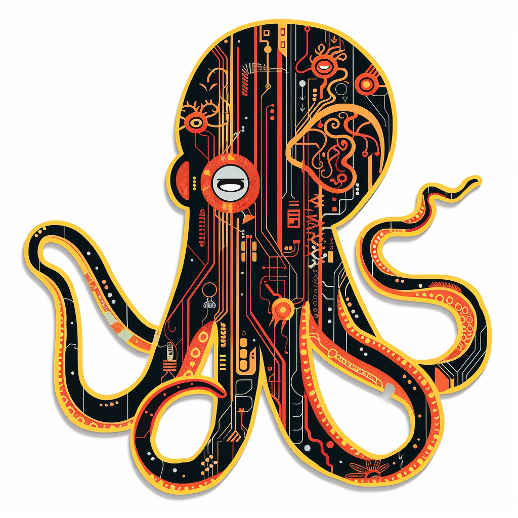 Sticker of a Octopus cyber punk majestic Expressive surreal Vinyl Decal Sticker for Car, Laptop, Tumbler and more # F015616