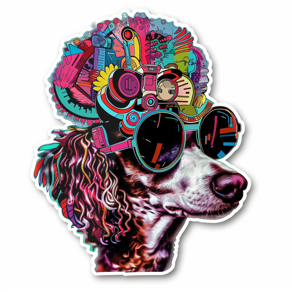Poodle Dog cyber punk Vinyl Decal Sticker for Car, Laptop, Tumbler and more # F012558