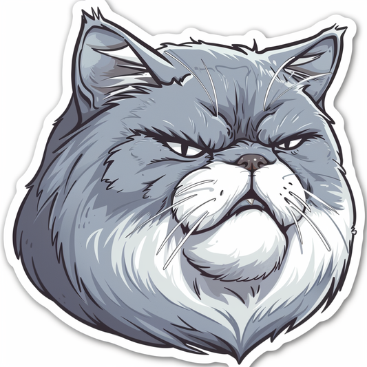 Persian Cat Expressive surreal Vinyl Decal Sticker for Car, Laptop, Tumbler and more # F016143