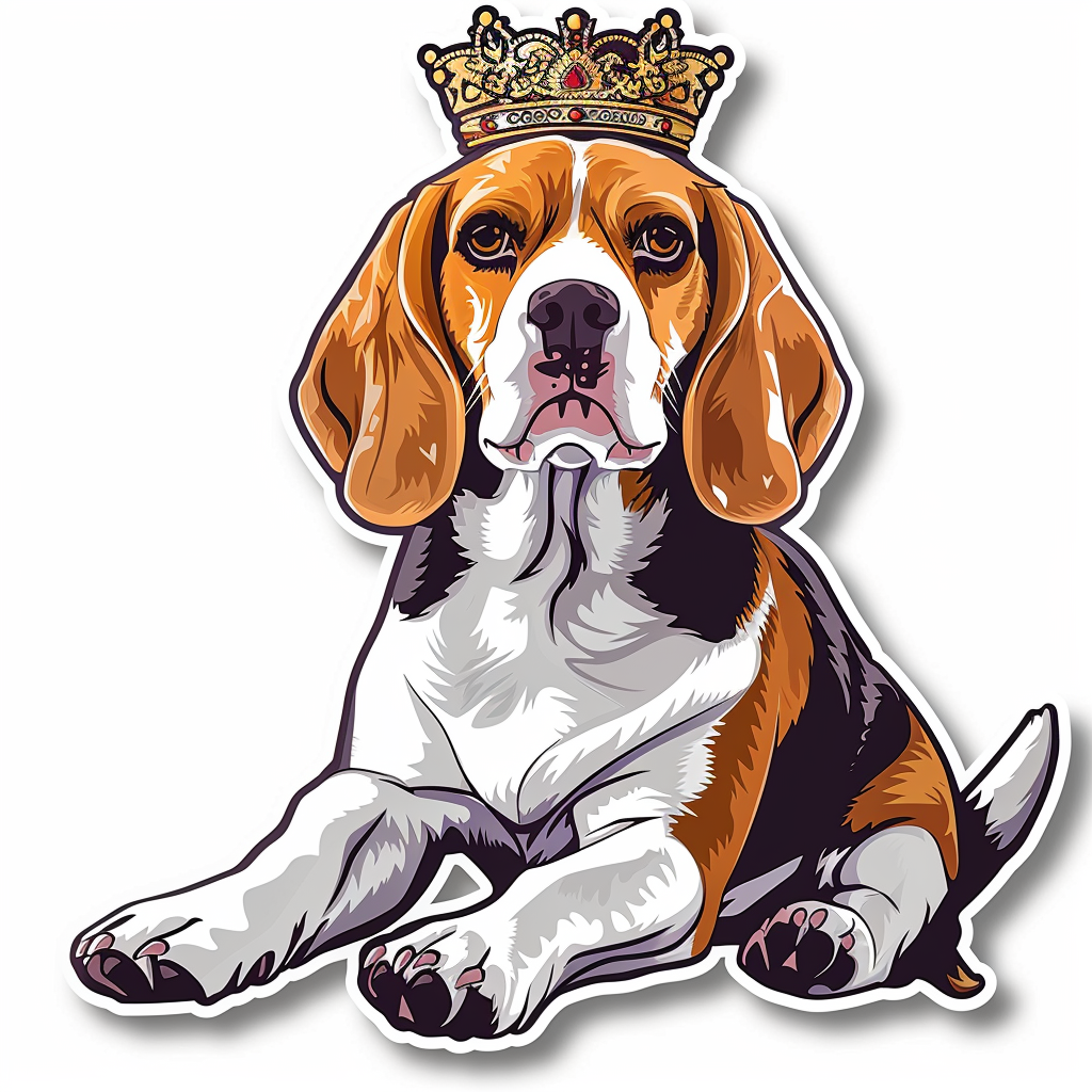 Beagle dog crowned Vinyl Decal Sticker for Car, Laptop, Tumbler and more # F011864