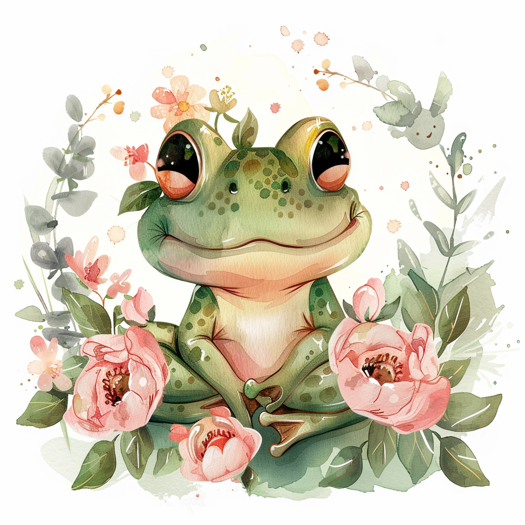 Sticker of an Adorable Frog with chubby cheeks Expressive surreal Vinyl Decal Sticker for Car, Laptop, Tumbler and more # F015874