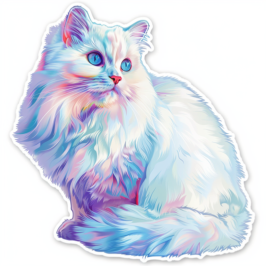 Adorable Turkish Angora Cat  Vinyl Decal Sticker for Car, Laptop, Tumbler and more # F020892-4" x 4"