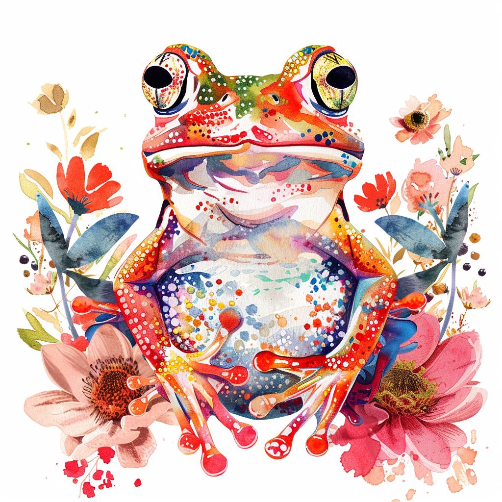 Frog floral majestic Expressive surreal Vinyl Decal Sticker for Car, Laptop, Tumbler and more # F016686