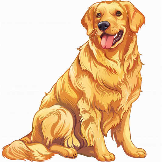 Golden Retriever Expressive surreal Vinyl Decal Sticker for Car, Laptop, Tumbler and more # F020389-4" x 4"