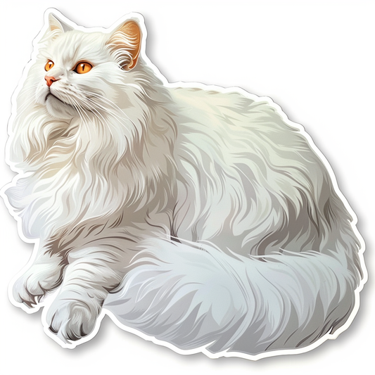 Adorable Turkish Angora Cat  Vinyl Decal Sticker for Car, Laptop, Tumbler and more # F020945-4" x 4"