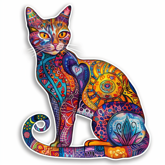 Abyssinian Cat astronaut majestic Expressive surreal Vinyl Decal Sticker for Car, Laptop, Tumbler and more # F021244-4" x 4"