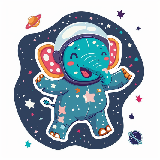 Elephant Expressive surreal Vinyl Decal Sticker for Car, Laptop, Tumbler and more # F022379-4" x 4"