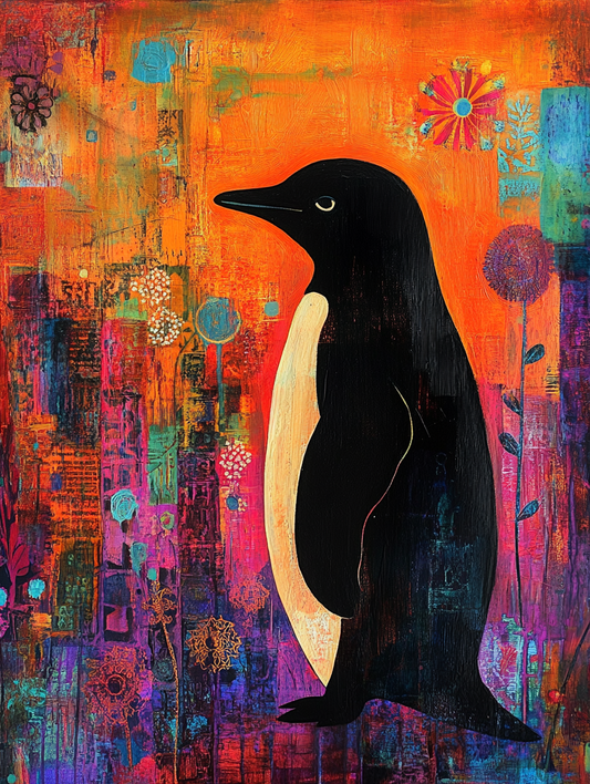 The silhouette of a sea lion with an abstract colo Expressive surreal Poster # F024836