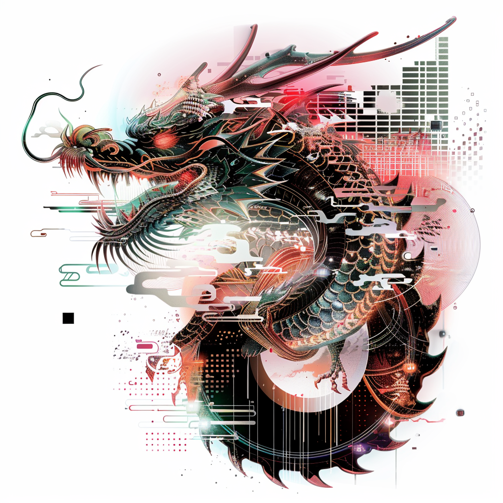 Dragon cyber punk majestic Expressive surreal Vinyl Decal Sticker for Car, Laptop, Tumbler and more # F019070
