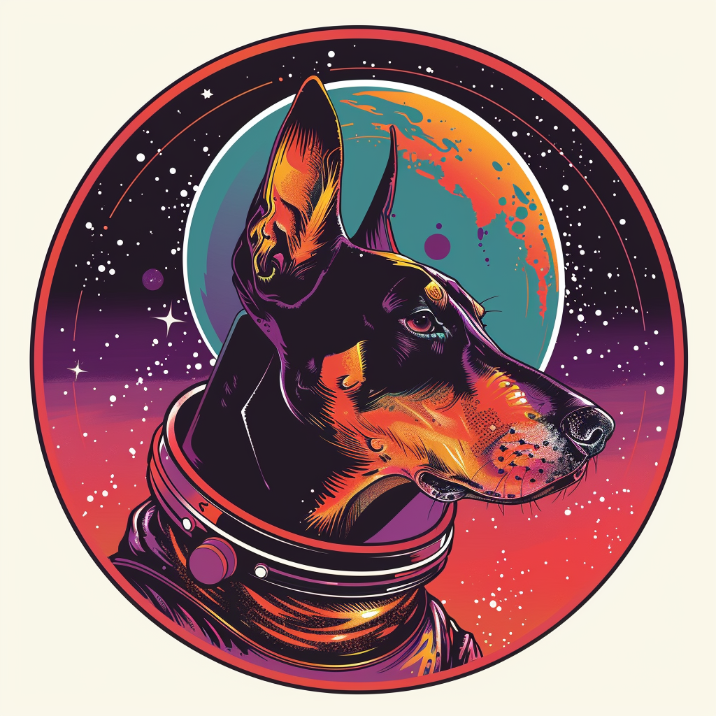 Cute and Adorable Doberman Pinscher Expressive surreal Vinyl Decal Sticker for Car, Laptop, Tumbler and more # F019287-4" x 4"
