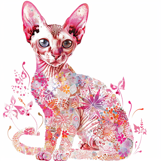 Adorable Cornish Rex Cat Expressive surreal Vinyl Decal Sticker for Car, Laptop, Tumbler and more # F021433-4" x 4"