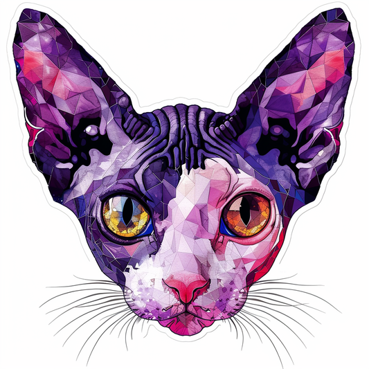 Adorable Cornish Rex Cat Expressive surreal Vinyl Decal Sticker for Car, Laptop, Tumbler and more # F021375-4" x 4"