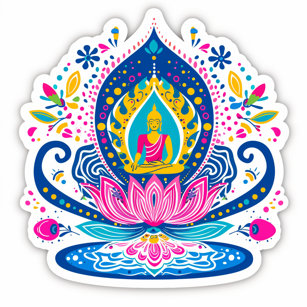 Sticker of a Buddha cartoon majestic Expressive surreal Vinyl Decal Sticker for Car, Laptop, Tumbler and more # F017176