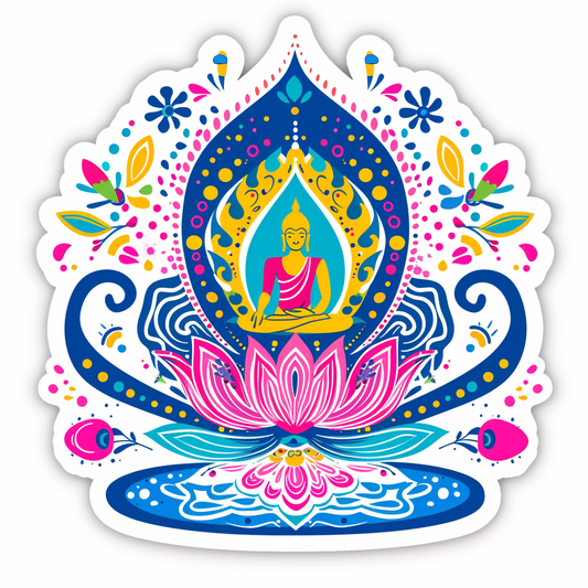 Sticker of a Buddha cartoon majestic Expressive surreal Vinyl Decal Sticker for Car, Laptop, Tumbler and more # F017176