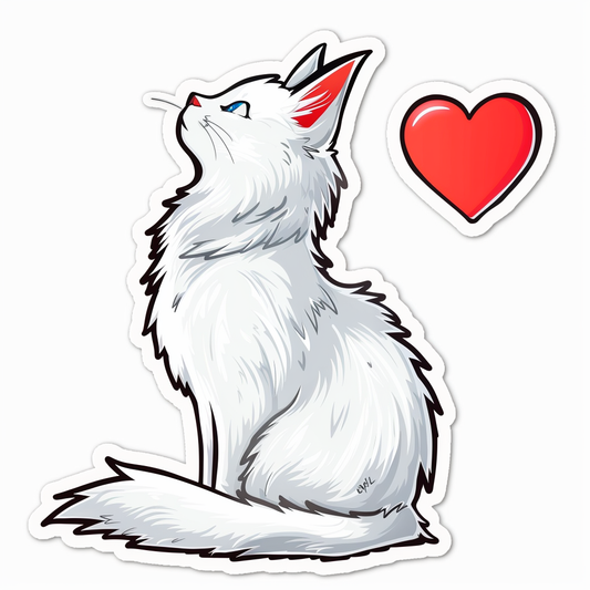 Adorable Turkish Angora Cat  Vinyl Decal Sticker for Car, Laptop, Tumbler and more # F020966-4" x 4"