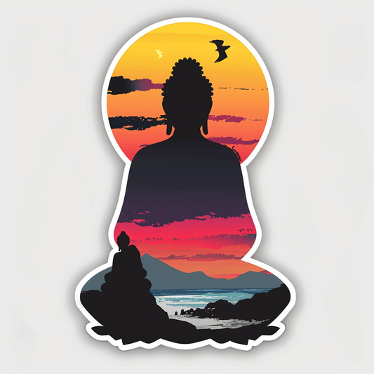 Sticker of a Buddha majestic Expressive surreal Vinyl Decal Sticker for Car, Laptop, Tumbler and more # F016928