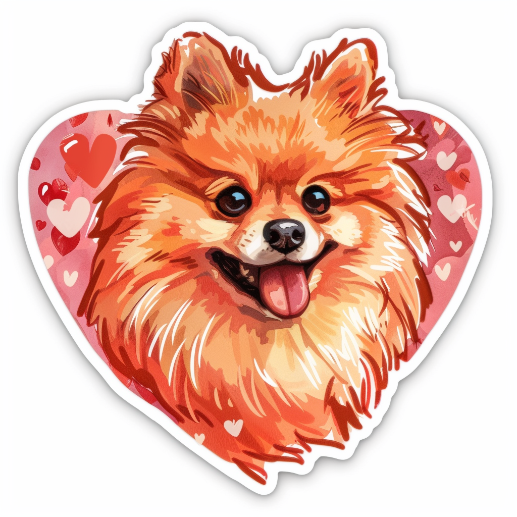 Sticker of a Pomeranian Dog majestic Expressive surreal Heartcore Vinyl Decal Sticker for Car, Laptop, Tumbler and more # F014031
